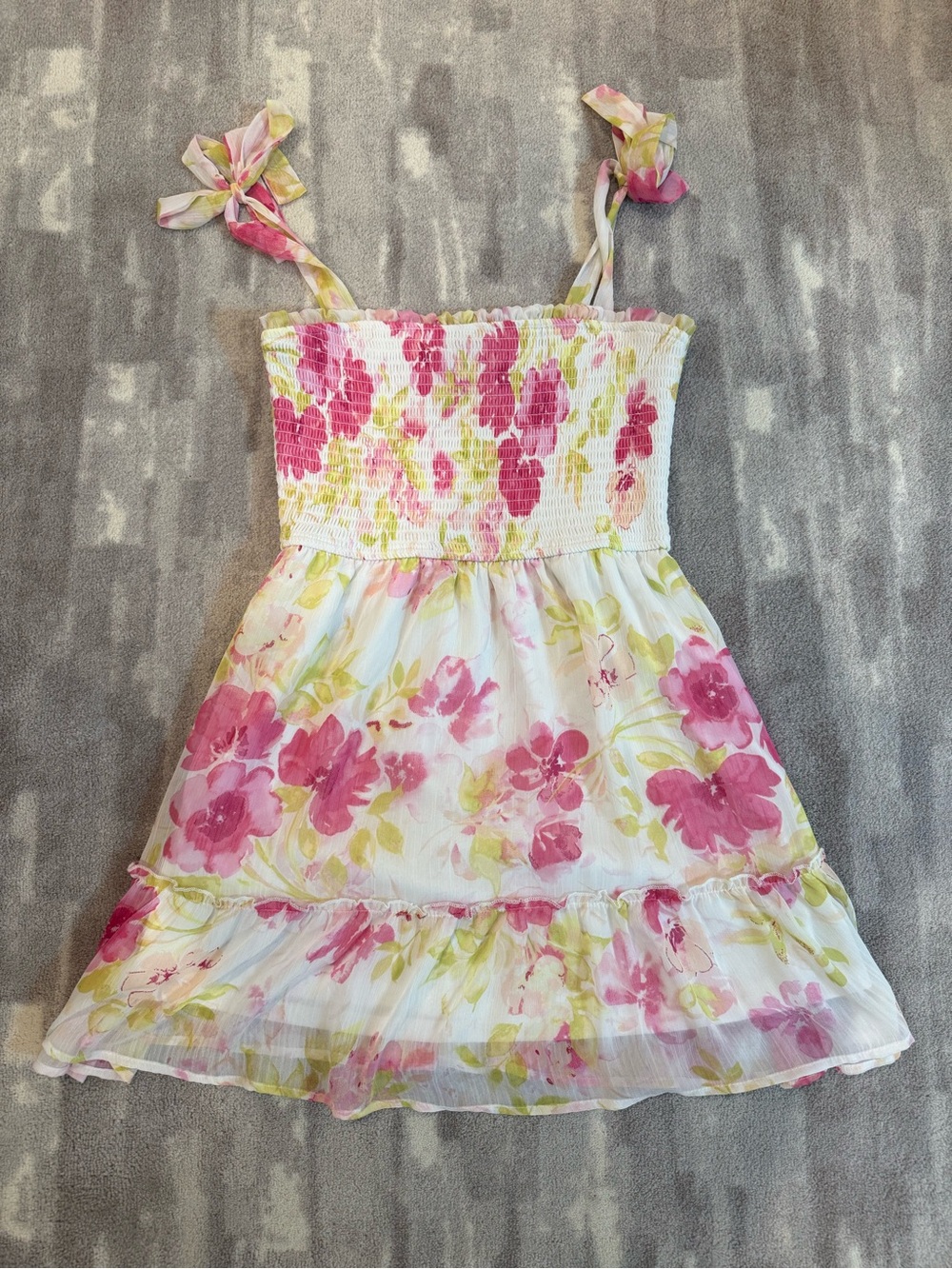 Trixxi M Pink Floral Tie-Shoulder Sundress